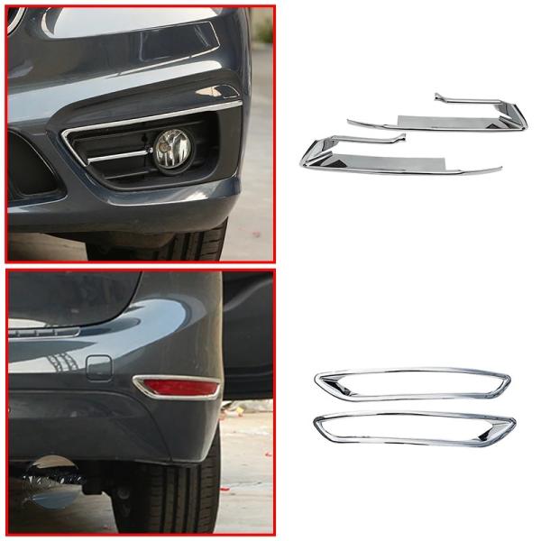 並行輸入品 BMW 2シリーズ アクティブツアラー F45 F46 2015-2017用 ABSシルバー フロントおよびリアフォグランプ装飾カバートリムグリル装