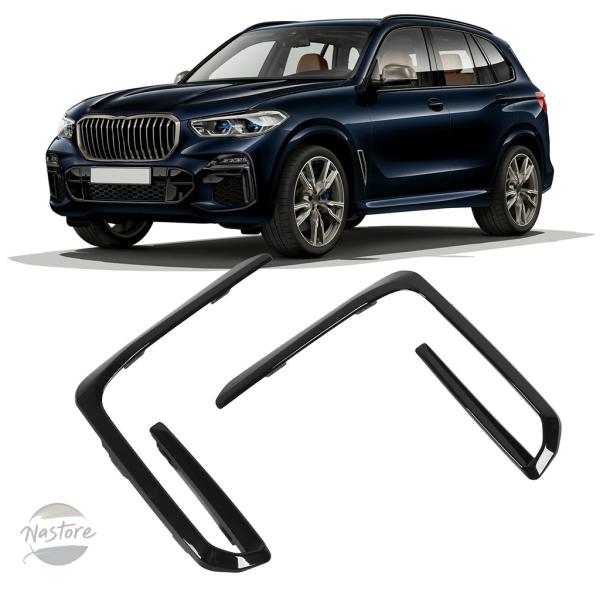 並行輸入品 BMW X5 G05 M50 Pre-LCI 2018-2021用フロントバンパーフォグライトグリルトリムカバー左右セット、フォグランプトリムモール