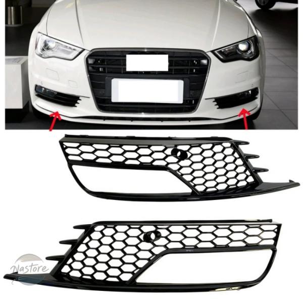 並行輸入品 アウディ A3 セダン 2013 2014 2015 2016 2017 用 フロントバンパー フォグランプ グリルカバー ハニカムメッシュ カーア