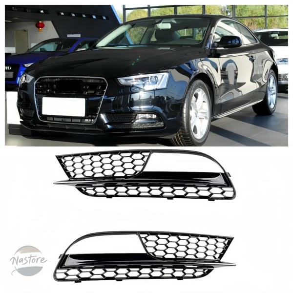 並行輸入品 アウディ A5 2012 2013 2014 2015 2016 用 フロントバンパー フォグランプ グリルカバー ハニカム レーシングスタイル 8