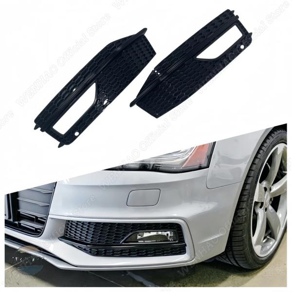 並行輸入品 アウディ A4 B8.5 S-line S4 2013-2015 RS4 スタイル カーバンパー フォグランプカバー グリル マットブラック ハニカ