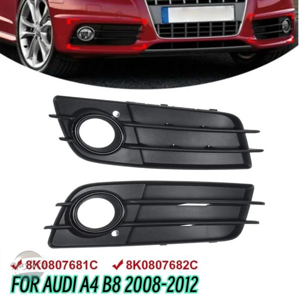 並行輸入品 アウディ A4 B8 S-LINE 2008-2012 用 左/右 ブラック フォグランプ グリル フロントバンパー ランプ トリム カバー グリル