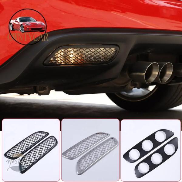 並行輸入品 シボレー コルベット C6 2005-2013 用 ステンレススチール製 車用リアフォグランプ保護メッシュカバーステッカー 車用アクセサリー