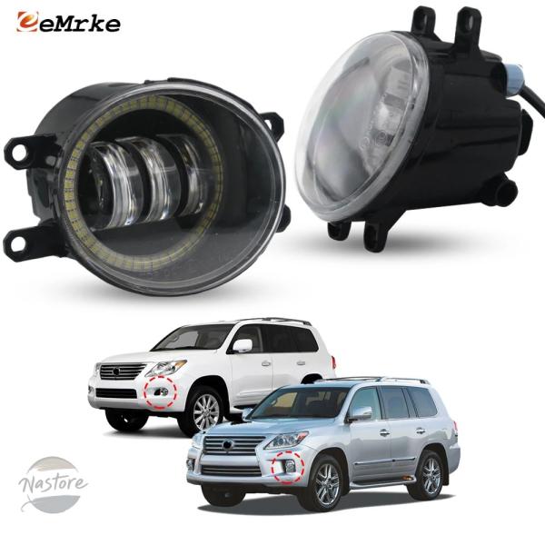 並行輸入品 レクサス LX570 J200 MK3 2008-2014 用 OEM スタイル LED ハロゲン フォグランプ PTF レンズ + エンジェルアイ