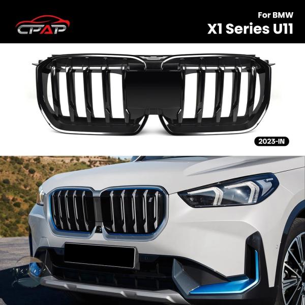 並行輸入品 x1 u11 BMW グリル カスタムパーツ アクセサリー シリーズ フロントフードキドニー バンパー シングルスラット 交換用 グロスブラック