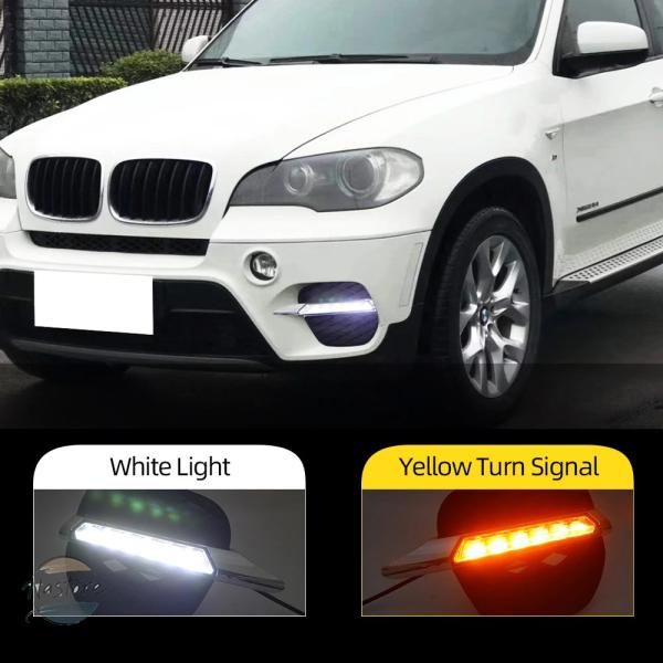 並行輸入品 BMW X5 E70 2011 2012 2013用デイタイムランニングライト（DRL1ペアウインカー LEDフォグランプカバー