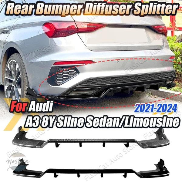 並行輸入品 a3 s3 アウディ プロテクター  パーツ アクセサリー スポイラー ライン セダン リア バンパーリップスプリッター ディフューザー サイド コ
