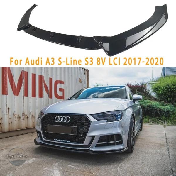 並行輸入品 a3 s3 アウディ スポイラー  パーツ アクセサリー フェイスリフト セダン スポーツバック フロントバンパーリップ スプリッター ディフューザ