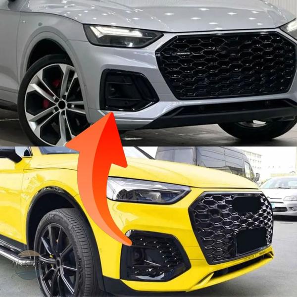 並行輸入品 sq5 rs4 アウディ カバー カスタムパーツ アクセサリー グリル スタイル ハニカムメッシュ フォグ ランプ レーシング フロントバンパー