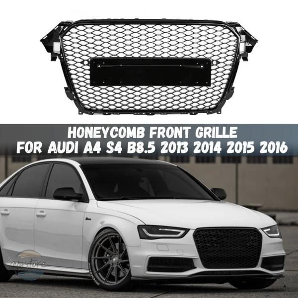 並行輸入品 a4 s4 b8 アウディ グリル カスタムパーツ アクセサリー グロスブラック ハニカムメッシュ フロントバンパー エアインテーク レーシング