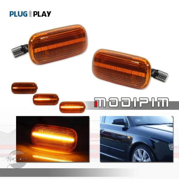並行輸入品 rs4 a4 b6 b7 ロードスター アウディ アンバー カスタムパーツ アクセサリー 12v シーケンシャル 点滅 led フロント サイド マ