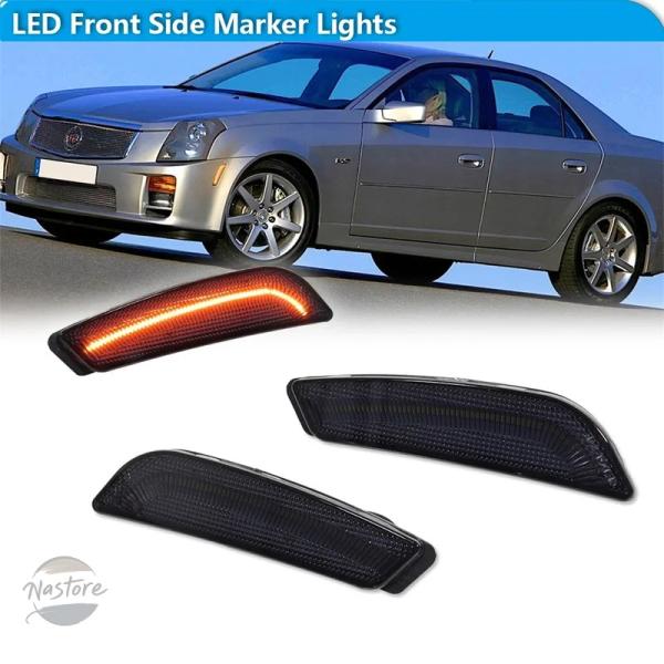 並行輸入品 アンバー カスタムパーツ アクセサリー キャデラック cts 車用 ホワイト led フロントバンパー サイド マー カー ターンシグナル ライト 