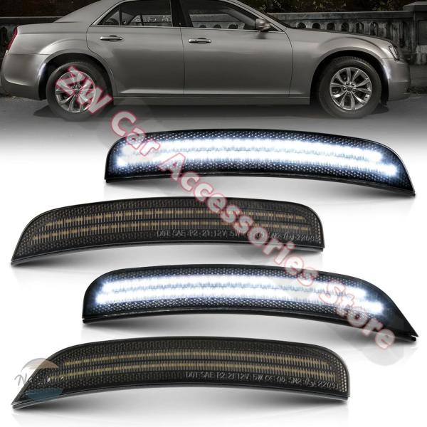 並行輸入品 フェンダー カスタムパーツ アクセサリー クライスラー 300c 300s スモークレンズ led サイド マー カー ランプ ホワイト フロント 