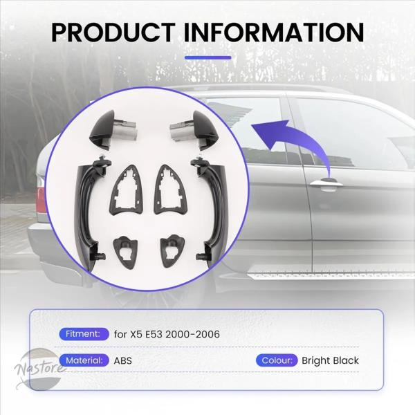 並行輸入品 #76M  カー  パーツアクセサリーBMW X5 E53 2000-2006用車外ドアハンドルキット（ブライトブラック