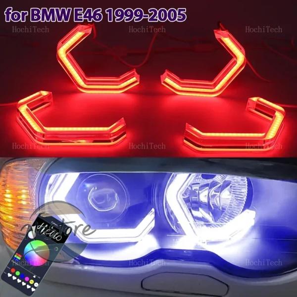 並行輸入品 BMW キット ヘッド ヘッドライト m4スタイル ledエンジェルアイリング rgbカラー アプリコントロール ライトランプ 3シリーズ e46 