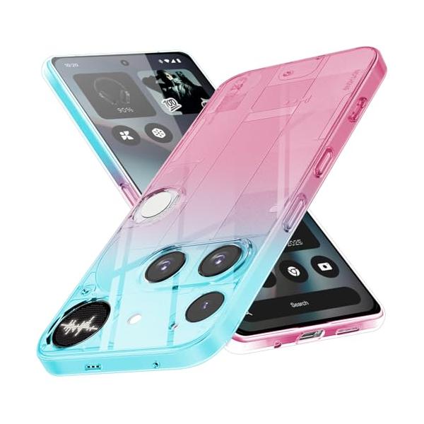 対応 Nothing phone 3 ケース クリア 薄型 TPU 耐衝撃 グラデーション色 ケース ?の粉