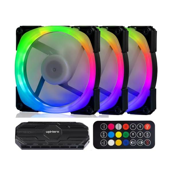 upHere 120mm ARGB PCケースファン 静音 25mm厚 6PINコネクタ SATA電源