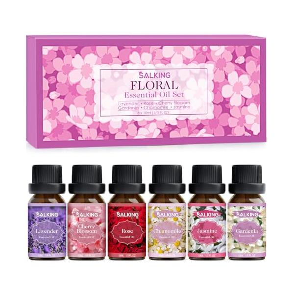 他サイト： SALKING アロマオイル 6種セット エッセンシャルオイル 精油 天然100% ラベンダー/ローズ/桜/クチナシ/カモミール/ジャスミン 1の商品画像