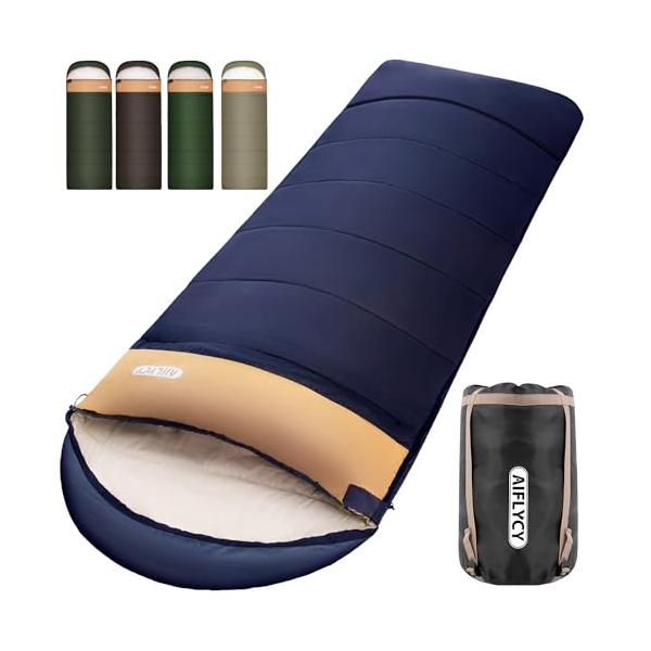 他サイト： AIFLYCY 寝袋 シュラフ 封筒型 軽量 冬用 夏用足元に二重保温・230T防水オールシーズン 1.8Kg 1.0Kg 2.2Kg 1.4Kの商品画像