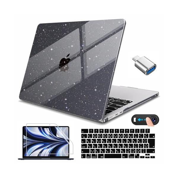 CISSOOK MacBook Air 13インチ 2026 2025 2024 ケース 新型 キラキラ ブラック カバー A2681 A311