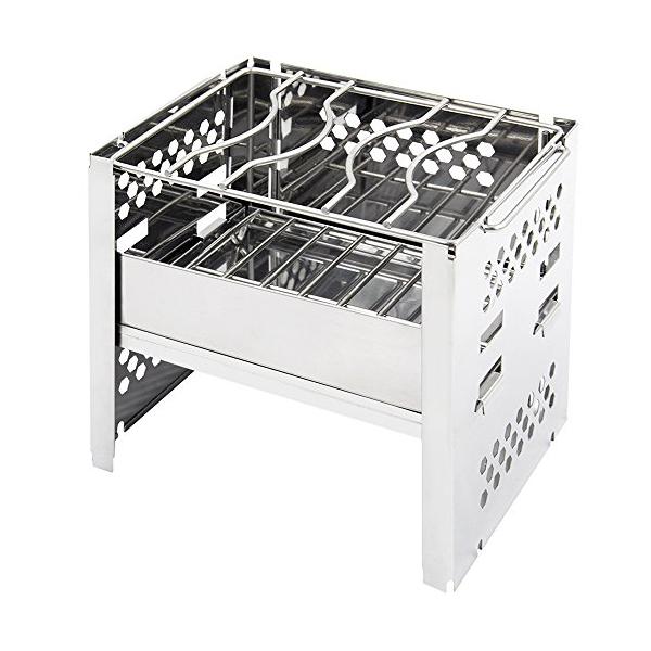 他サイト： ヨーラー|YOLER 折りたたみコンロ バーベキュー コンパクト キャンプ アウトドア かまど 焚き火台 １台多役 1-2人用 2段調節 B6よの商品画像