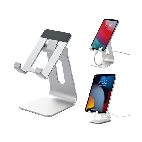 他サイト： エレコム 土台安定化版 スマホスタンド 卓上 滑り止め付き 角度固定 調節 アルミ素材 ケーブルホール付 4.6~6.9インチ対応  iPhonの商品画像