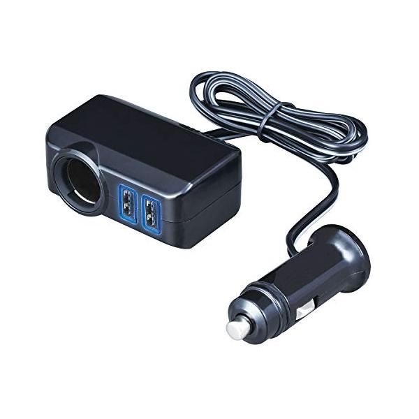 セイワ(SEIWA) 車内用品 シガーソケット増設分配器 ソケット1連+USB2ポート コードタイプ ブラック DC12V専用 F311 コード