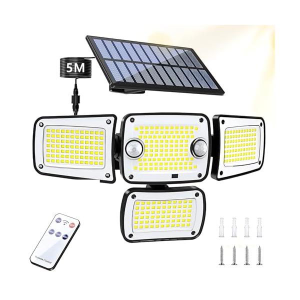 Yasoku ソーラーライト 分離型 センサーライト 屋外 防水IP65 342LED・極高輝度版・大型太?能板10×20cm・2つの人感センサ