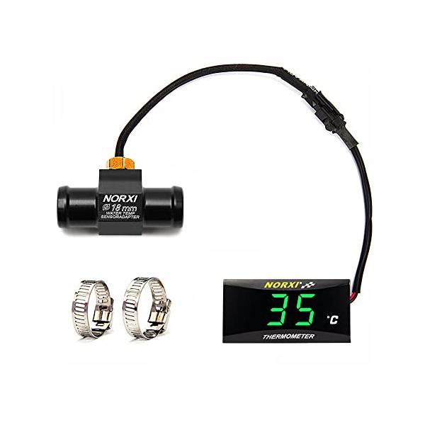 オートバイ 水温計 超薄型 デジタル バイク 単車 温度計 水温ゲージ メーター 防水 LED ディスプレイ 12V ユニバーサル 温度センサー