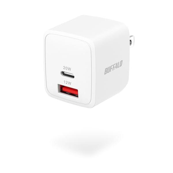 他サイト： バッファロー 充電器 20W 2ポート USB-C &amp; USB-A USB PD対応 急速充電 GaN 窒化ガリウム 折りたたみ式 コンパクトの商品画像