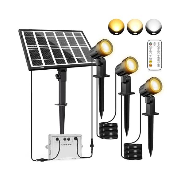 他サイト： MEIKEE 改良版ソーラー ガーデンライト ソーラーライト 屋外 リモコン付きスポットライト電球色 昼白色 昼光色 3色切替 3段階調光 IPの商品画像