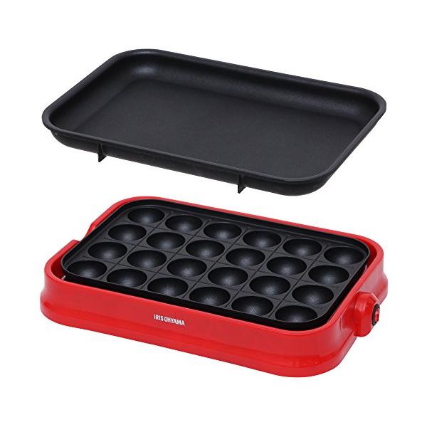 卓上グリル 着脱式 たこ焼き器 2wayレッド/たこ焼き+平面プレート(2枚)/PHP-24W-R・Color:レッドSize:たこ焼き+平面プレート(2枚)・パッケージ個数:1・商品サイズ:横約34.8×奥行約23.7×高さ約10.5cm...