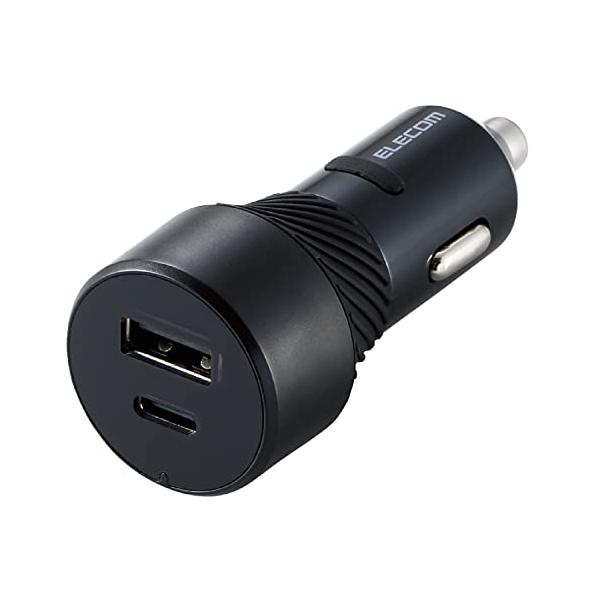他サイト： エレコム カーチャージャー シガーソケット USB 2ポート (Type-C×1/USB-A×1) 27W 12V/24V対応 [抜けにくいシリの商品画像