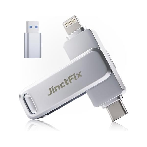 アプリ不要・usb 大容量128GB usbメモリタイプc JinctFlx 3in1 メモリースティック 写真・動画バックアップ データ転送
