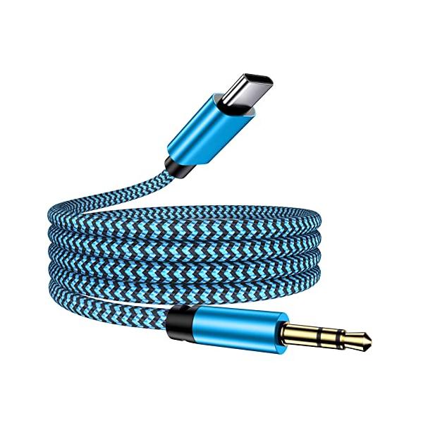 USB Type C to 3.5mm変換 オスジャック AUX端子 オーディオステレオケーブル usb c イヤホン変換 DAC搭載/ハイレゾ