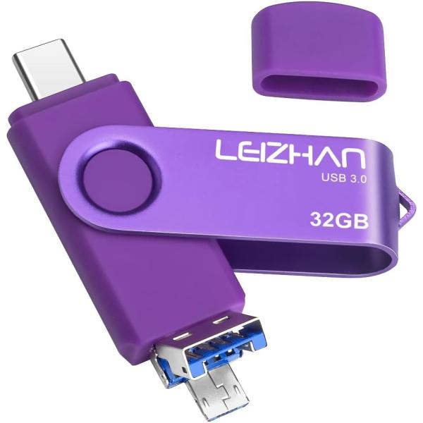 leizhan 32GB USBメモリ[USB3.0+Micro+Type-C] 3in1対応 携帯/Android/パソコン 写真転送/バック