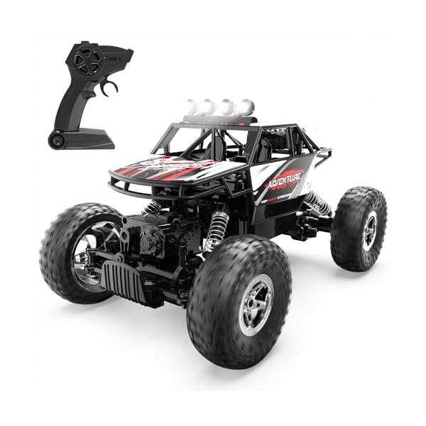 DEERC 子供向けラジコンカー 4WD 1/16スケール 防振設計 操作時間90分 金属ボディ 全地形対応 オフロード 2.4GHz DE45