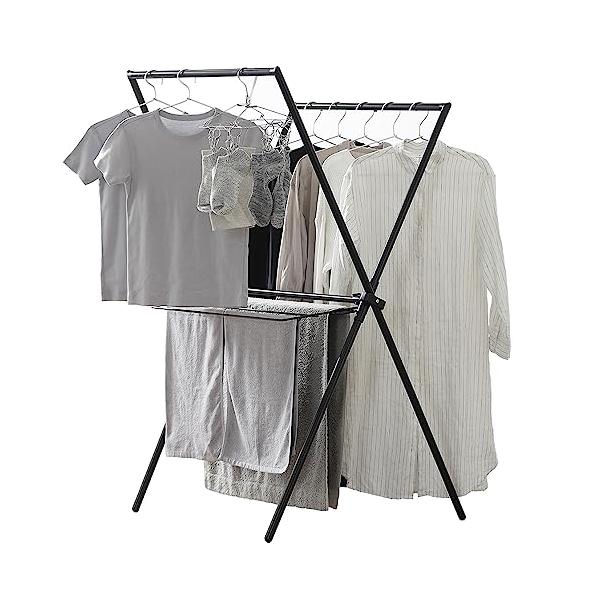 他サイト： アイリスオーヤマ 物干し 布団も干せる簡単組立コンパクトデザイン洗濯物干し STMX-770 ブラックの商品画像