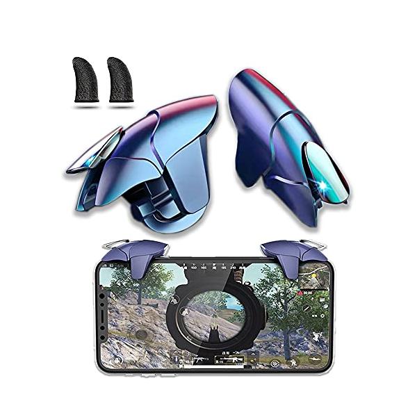 AIYUJIWU スマホ コントローラー 荒野行動 PUBG Mobile 最新型 スマホゲーム パッド クリック感 ジョイスティック 射撃ボタ