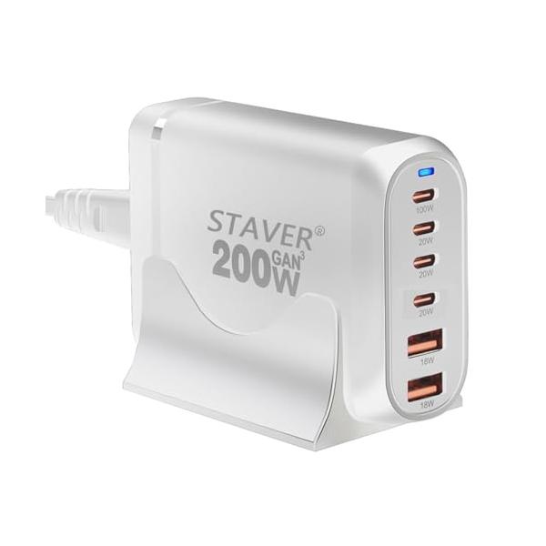 200W 充電器 2025新登場 GaNFastIII 6ポート 単口最大100W PSE技術基準適合 PD3.0対応 6ポート4 USB-C＆2