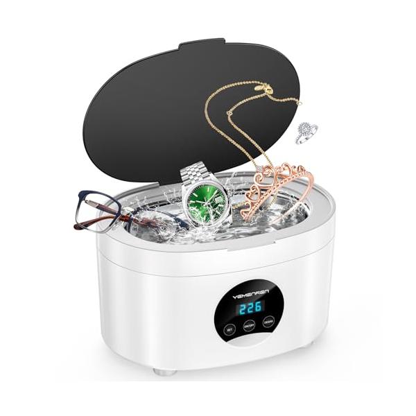 他サイト： YEMENREN 超音波洗浄機 600ml 大容量 48000Hz 小型家用 5段階タイマー設定 クリーナーダメージなしメガネ 貴金属 入れ歯の商品画像