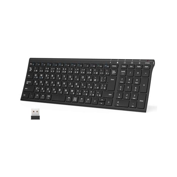 他サイト： iClever キーボードワイヤレスキーボード JIS基準 日本語配列 超薄型 テンキー付き 無線 2.4G キーボード USB充電式 フルサイの商品画像