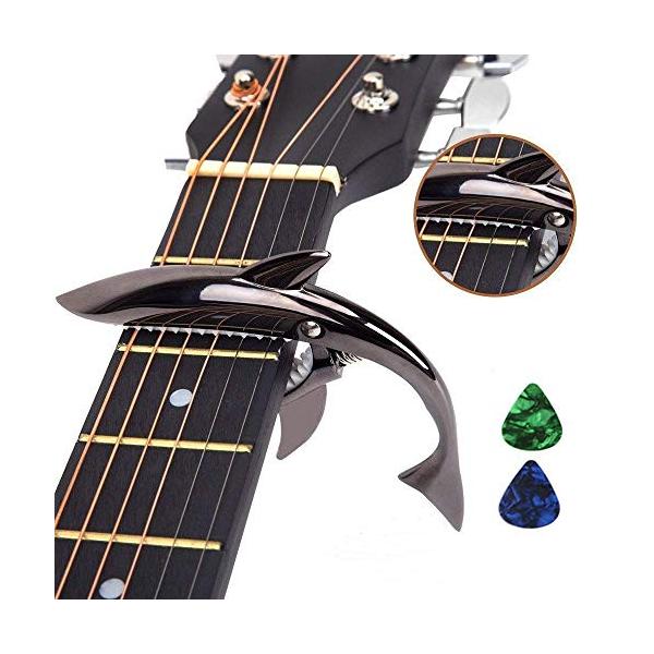 Imelod亜鉛合金ギターカポサメカーポ、アコースティック＆エレキギター用、手触りがよく、フレットなしのバズそして耐久性のある(ブラック) 通販 