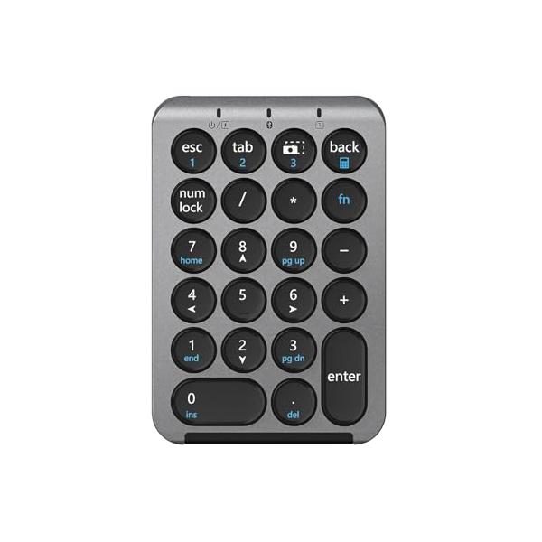 iClever テンキー Bluetooth ワイヤレス 数字 キーボード 3台までペアリング パンタグラフ式 薄型 KP08Pro グレーブラ