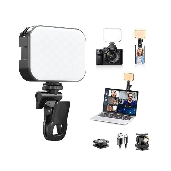 クリップ付き/-/-・クリップ式 ・角度を自在に調整170度回転なコールドシュー雲台を搭載、回転させることで、光源の向きを上下に調整することができ、より良い撮影照明効果を達成します。または、クリップマウントを付き、クリップ幅は2ｃｍで、パソ...