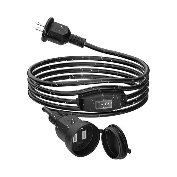 HITRENDS延長コード 5m 15V/1500W 屋外 電源コード 防水 スイッチ付き 作業用 延長ケーブル 防雨キャップ付 耐トラッキング