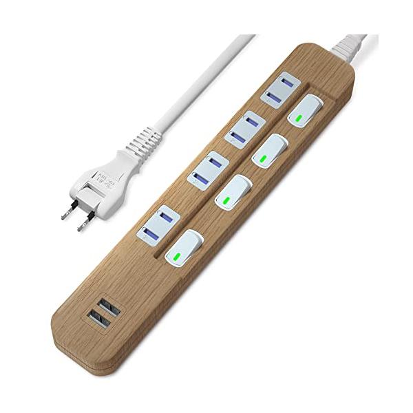 他サイト： SAYBOUR タップ電源タップ 3.4A USB 付き PSE認証済 雷ガード 省エネ 個別スイッチ 4+2(AC差し込み口 +USBポート)の商品画像