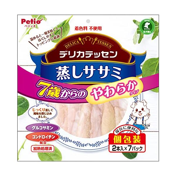 他サイト： ペティオ (Petio) デリカテッセン 蒸しササミ 7歳からのやわらか健康ケア 2本入×7パックの商品画像