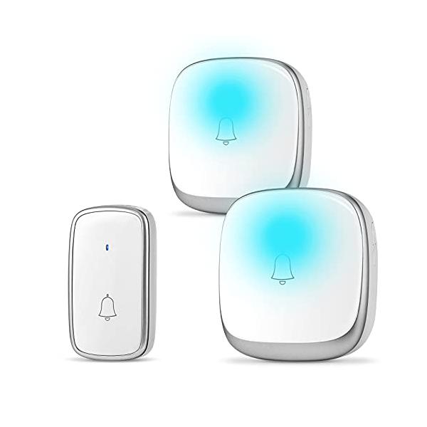 ワイヤレスチャイム 玄関ドアベル 自動発電 音と光で呼び出し 7色提示led 電池不要 防水防塵 4段階音量調節 介護 飲食店/玄関/浴室などに