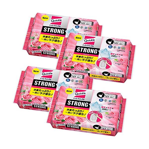 他サイト： クイックル まとめ買いトイレストロング トイレシート 液量たっぷり! 便座裏のハネ汚れも一気にラク落ち! プレミアムローズの香り 替え16枚×4の商品画像